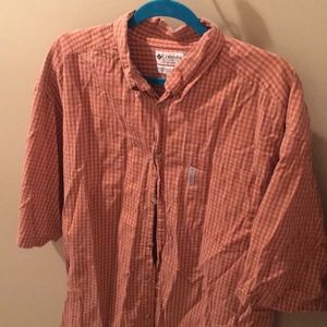 Columbia orange and grey plaid shirt XXL 2XL